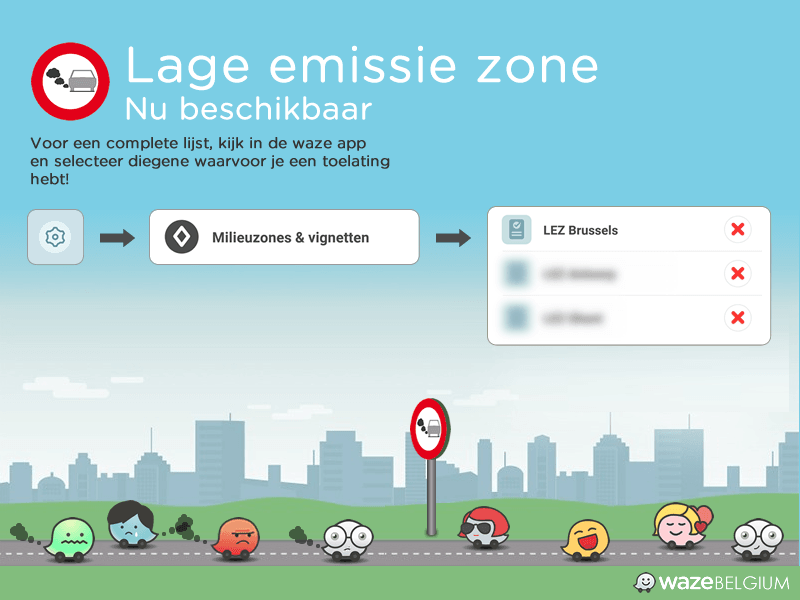 Infographic showing how it is possible to add a pass in the app for one of the low emission zones zones in Belgium