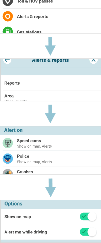 Steps to disable speed cams and police presence in navigation app Waze