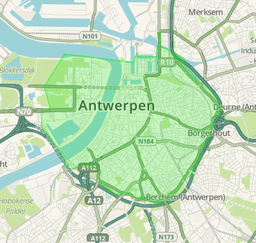 LEZ Antwerp boundary shown on a map