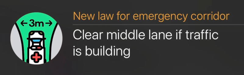 Emergency corridor notification example that is shown in the app