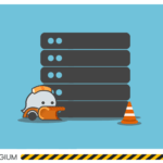 Image showing a construction Wazer icon standing next to a server rack
